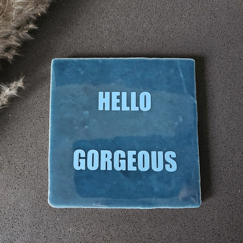 Tegeltje aqua hello gorgeous