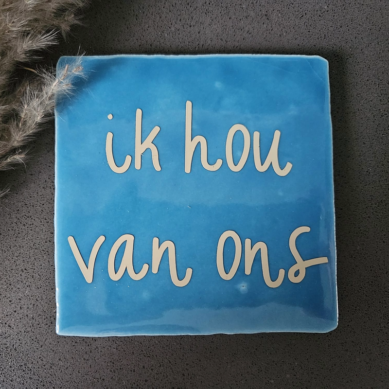 Tegeltje licht blauw ik hou van ons